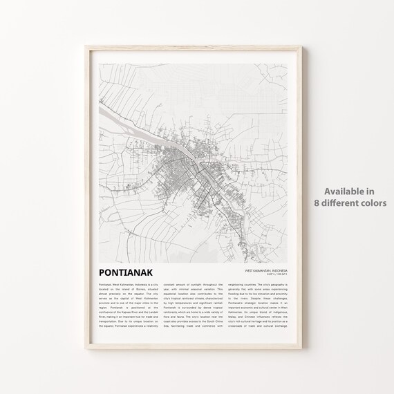 Pontianak West Kalimantan Indonesia Minimalist City Map Poster