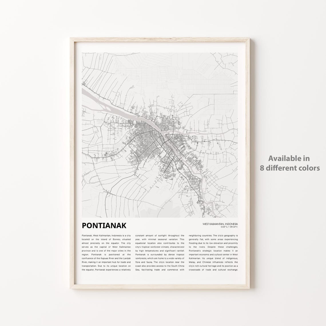 Pontianak West Kalimantan Indonesia Minimalist City Map Poster