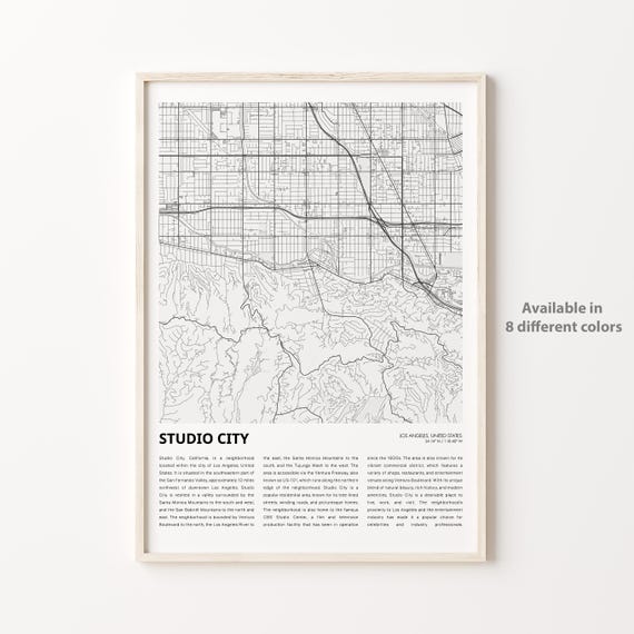 Studio City Los Angeles Minimalist Neighborhood Map Art Poster
