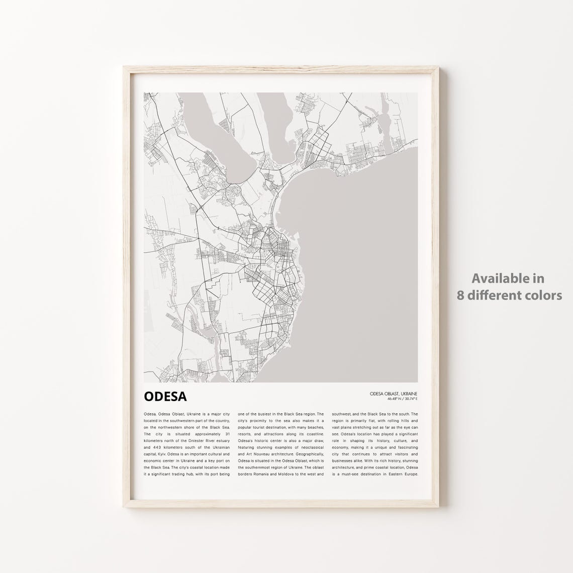 Odesa Map Print Travel Wall Decor Art Oblast Housewarming Gift