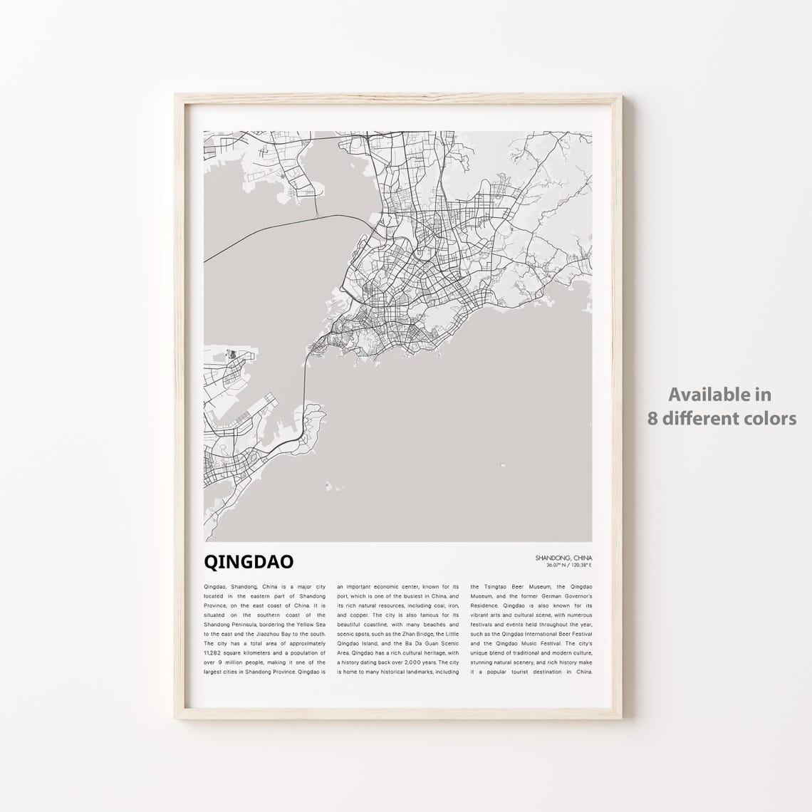 Qingdao Shandong China Coastal Minimalist City Map Art Poster