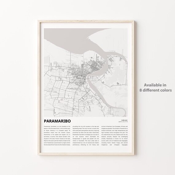 Paramaribo Suriname Elegant Minimal Street Map Capital City Poster