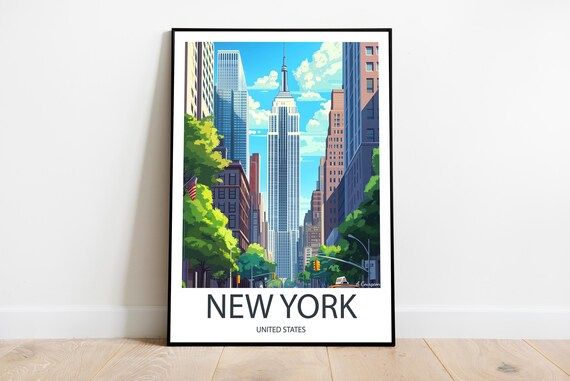 New York Empire State Building Skyline United States Travel Poster