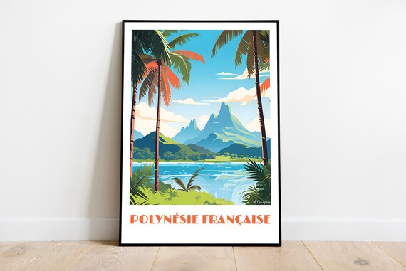 New Caledonia Handmade Poster Wall Art Retro Travel Framed Birthday Home Made Decor Gift Vector Illustration Print Custom Text