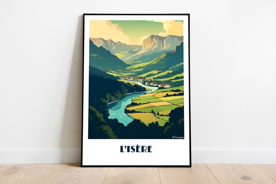 Handmade Isere Poster Wall Art Retro Travel Framed Birthday Home Made Decor Gift Vector Illustration Print Painting Custom Text