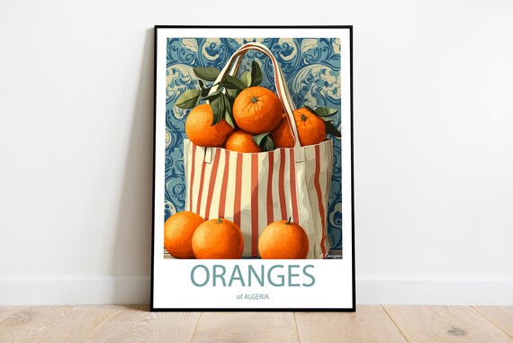 Handmade Oranges Of Algeria Poster Wall Art Modern Travel Framed Birthday Home Made Decor Gift Vector Illustration Print Custom