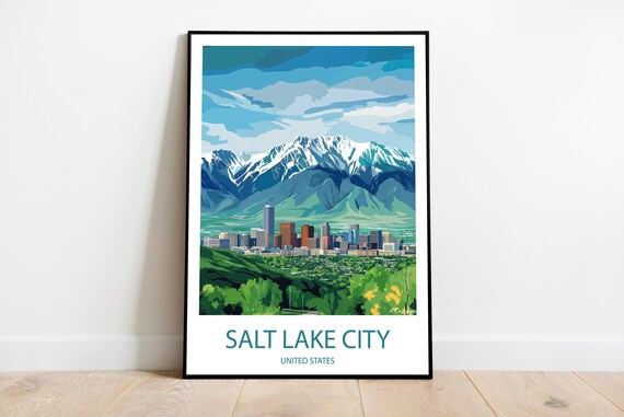 Handmade Poster Of Salt Lake City United States Wall Art Modern Travel Framed Birthday Home Made Decor Gift Vector Illustration