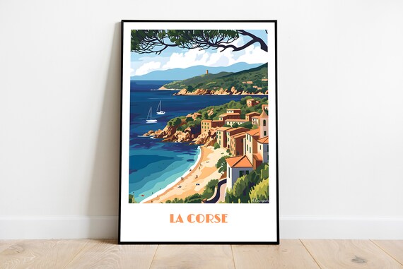 Handmade Corsica Poster Wall Art Modern Travel Framed Birthday Home Made Decor Gift Vector Illustration Print Painting Custom