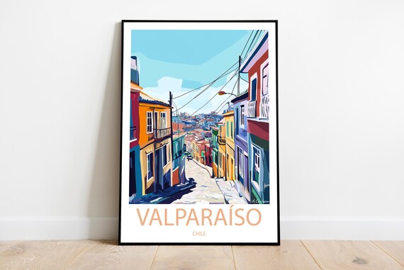 Valparaiso Chile Colorful Hillside Street Houses Travel Poster
