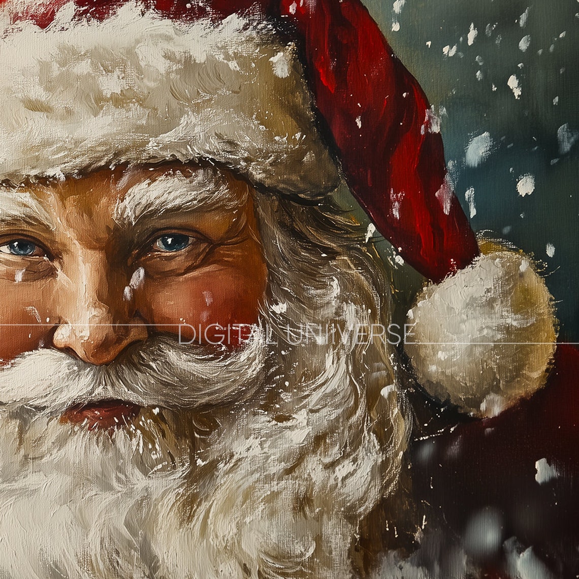 Classic Santa Claus Portrait in Snow Vintage Christmas Cheer Poster - Image 3