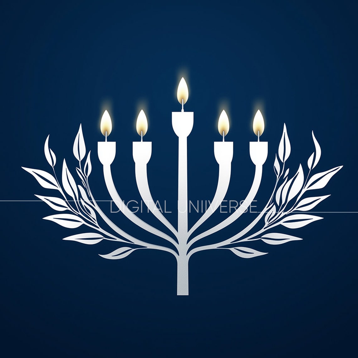 Modern White Menorah on Navy Blue Elegant Hanukkah Celebration Poster - Image 4