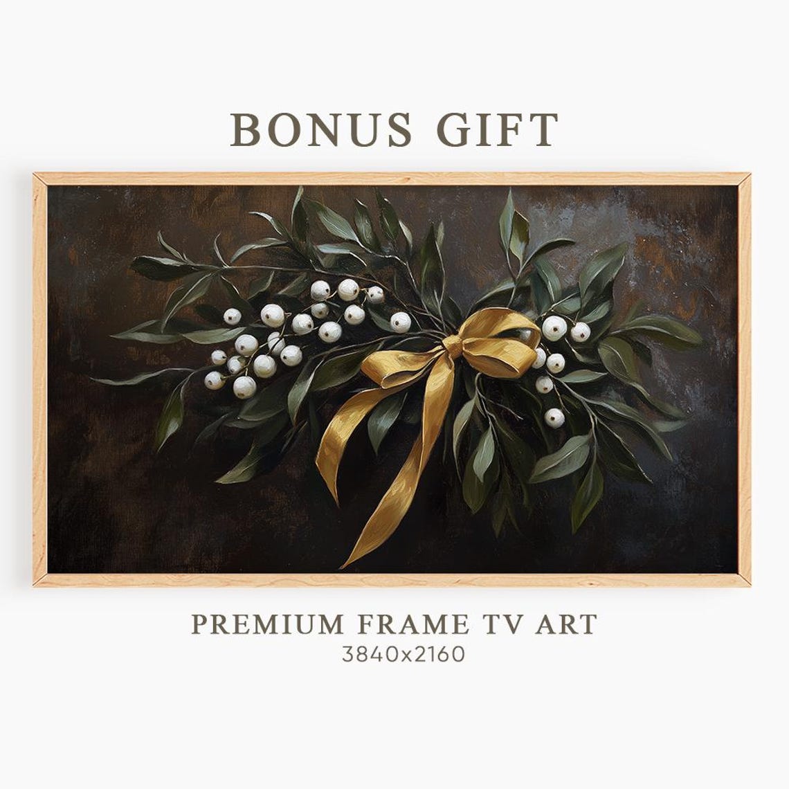 Four Golden Brass Bells with Holly Vintage Christmas Decor Poster - Image 6