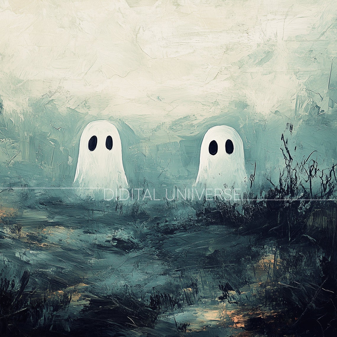 Halloween Cute Ghost Frame Tv Art Vintage Art Tv For Frame Frame Tv Art - Image 4