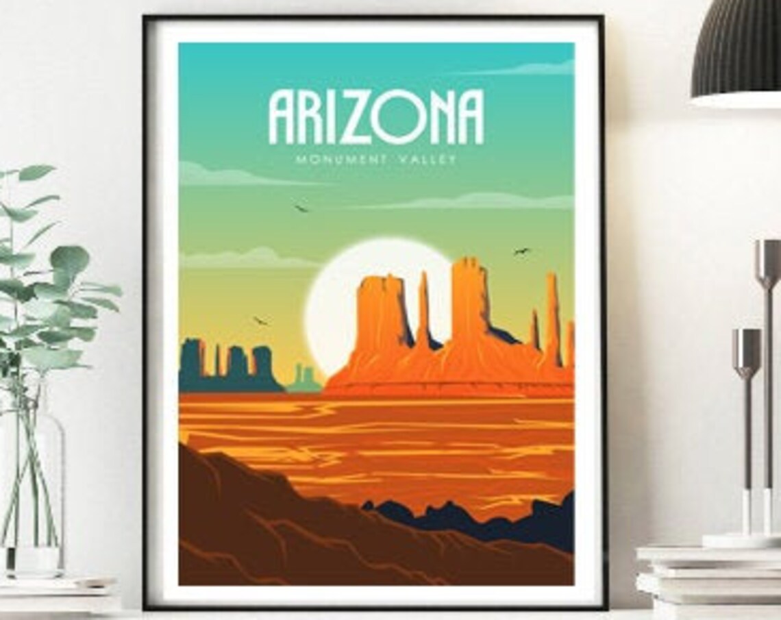 Monument Valley Arizona Retro Travel Poster