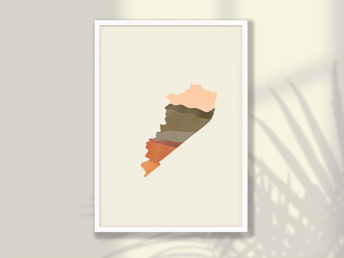 Kentucky State Silhouette Boho Watercolor Landscape Map Poster