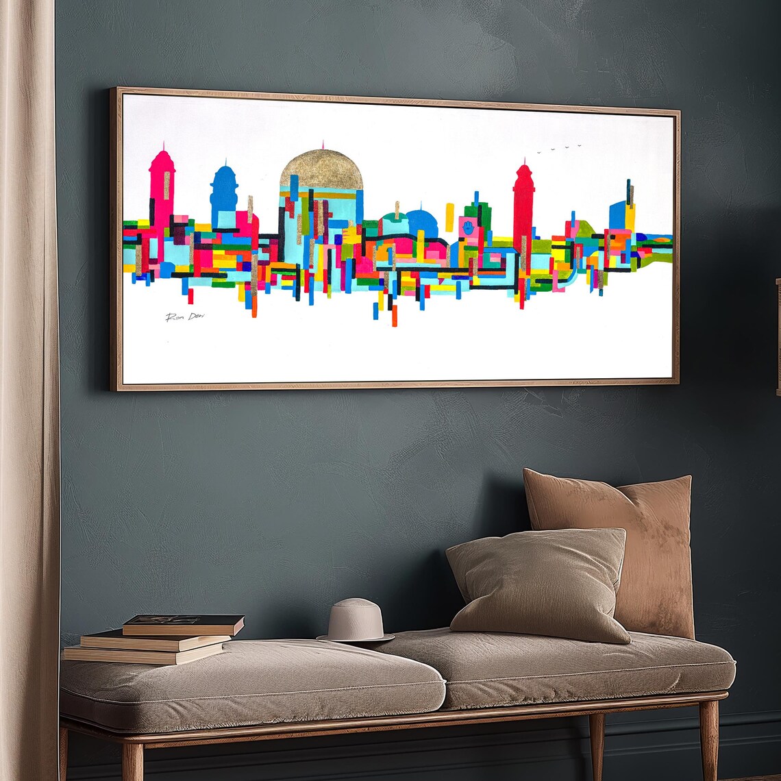 Jerusalem Abstract Painting, Jewish Art by Ron Deri