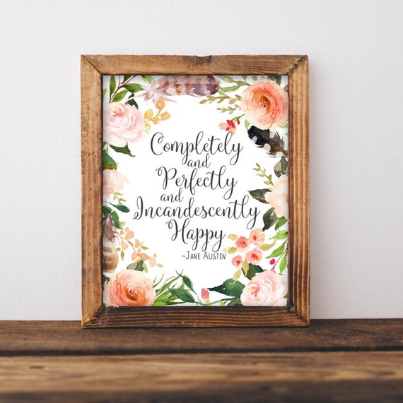 Jane Austen Quote Typography Art Print, Mrs Darcy