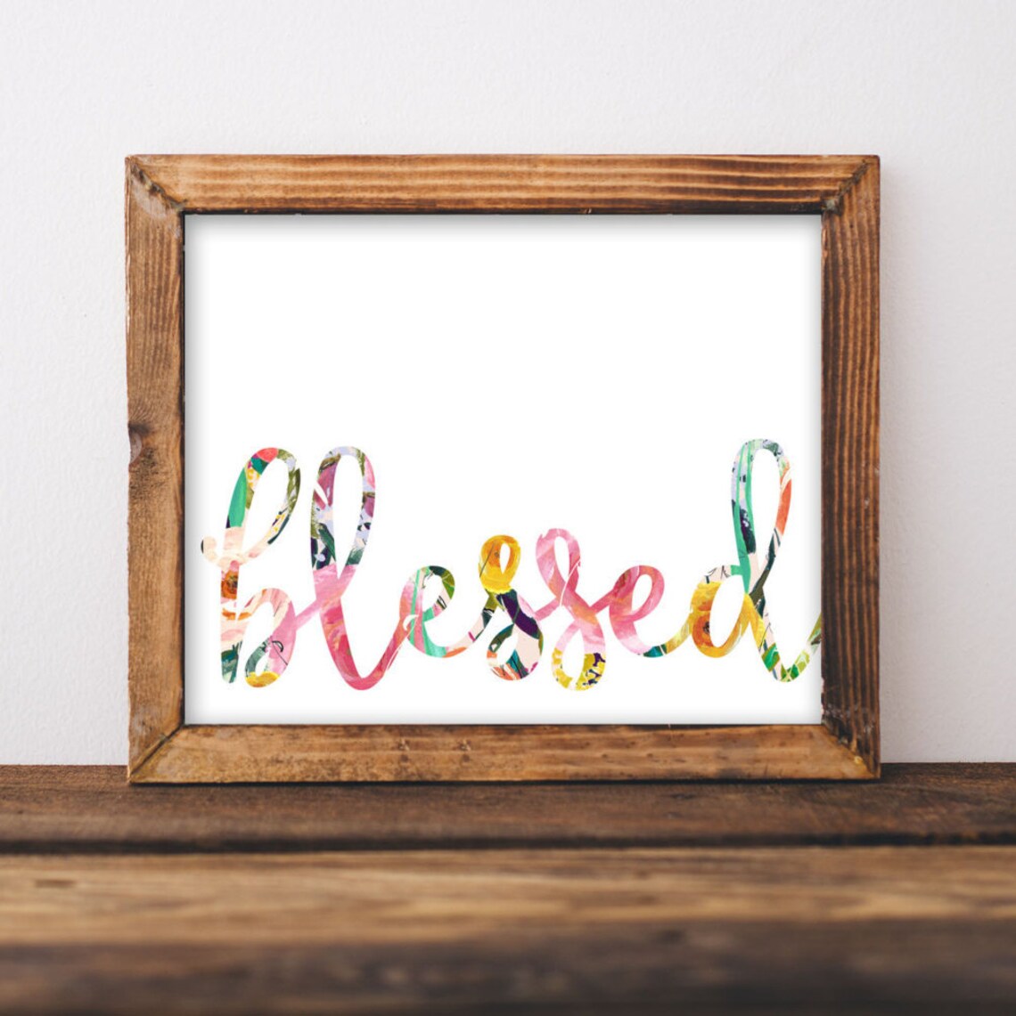 Blessed Quote Floral Typography Art Print