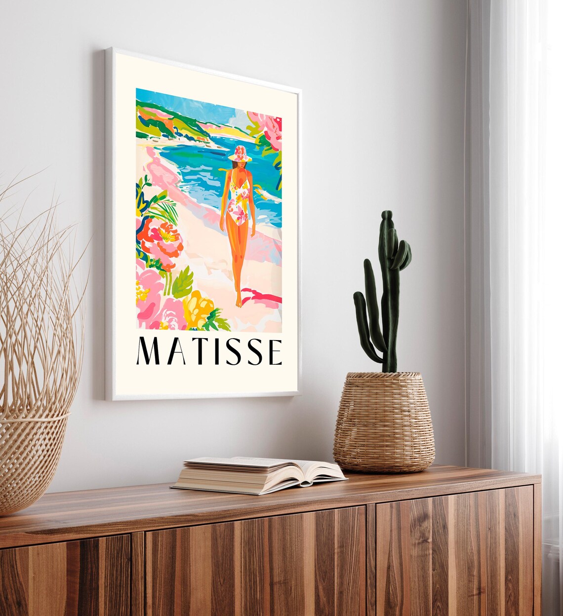 Matisse Style Woman on the Beach Floral Swimsuit Summer Art Poster - Image 5