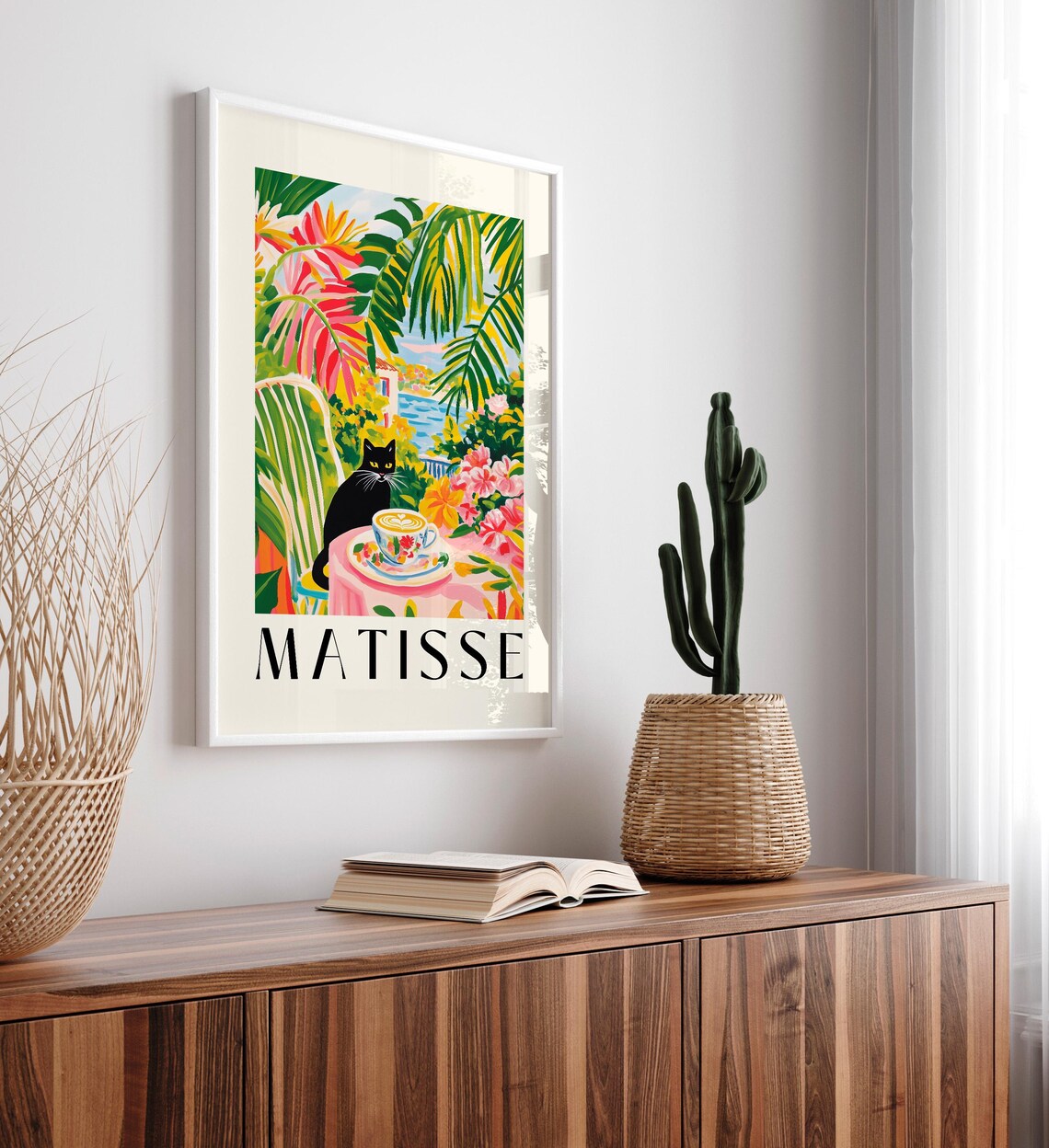 Funny Coffee Print Black Cat, Matisse-Inspired Art Print - Image 4