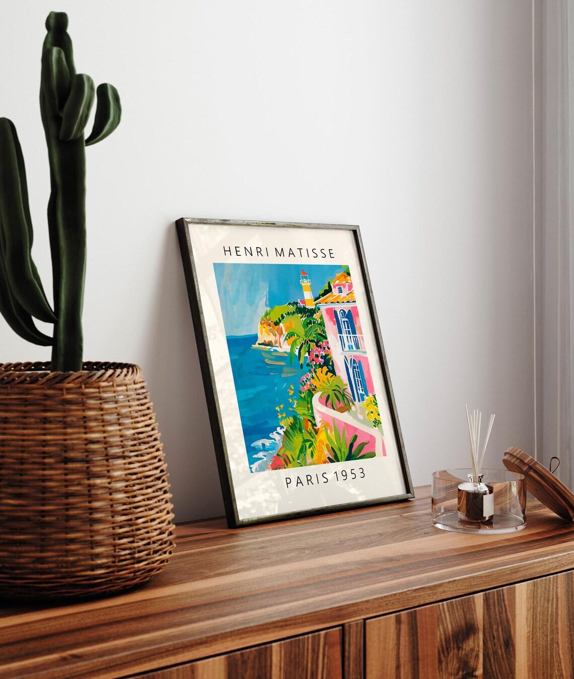 Henri Matisse Style Coastal Lighthouse Cliff Village Paris 1953 Poster - Image 3