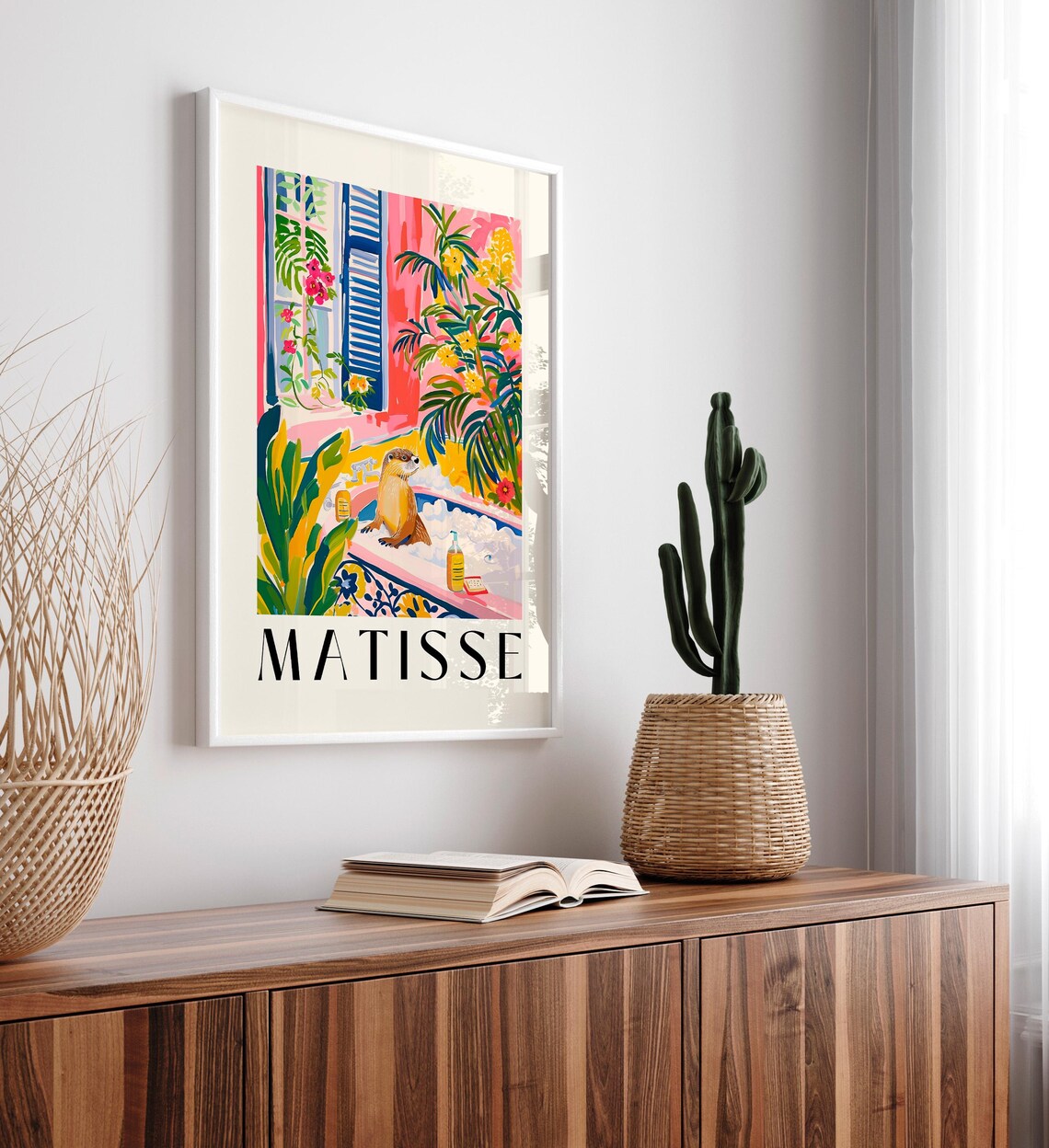 Otter in Bathtub, Matisse-Inspired Art Print - Image 5