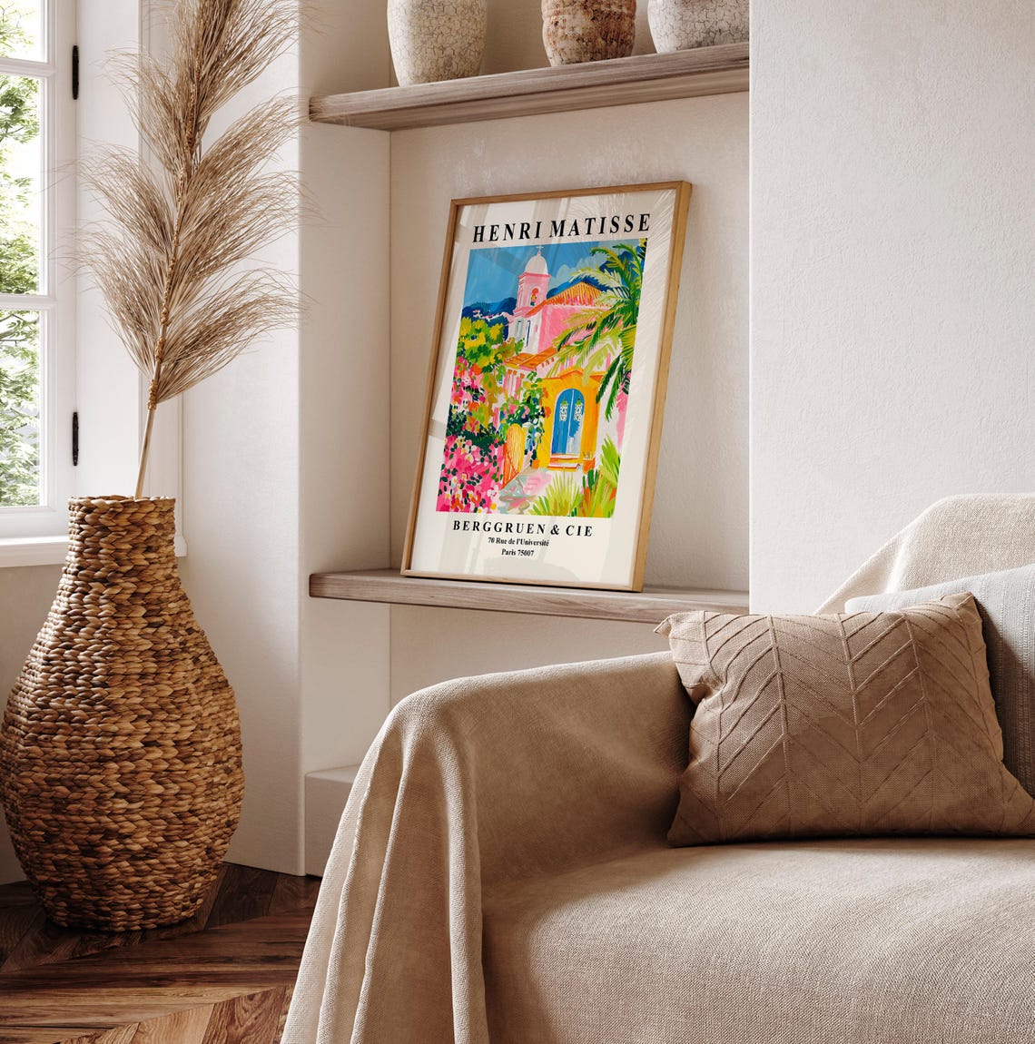 Henri Matisse Style Pink Church Bell Tower Tropical Garden Art Poster - Image 2