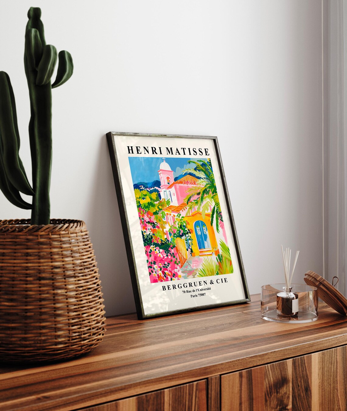 Henri Matisse Style Pink Church Bell Tower Tropical Garden Art Poster - Image 4