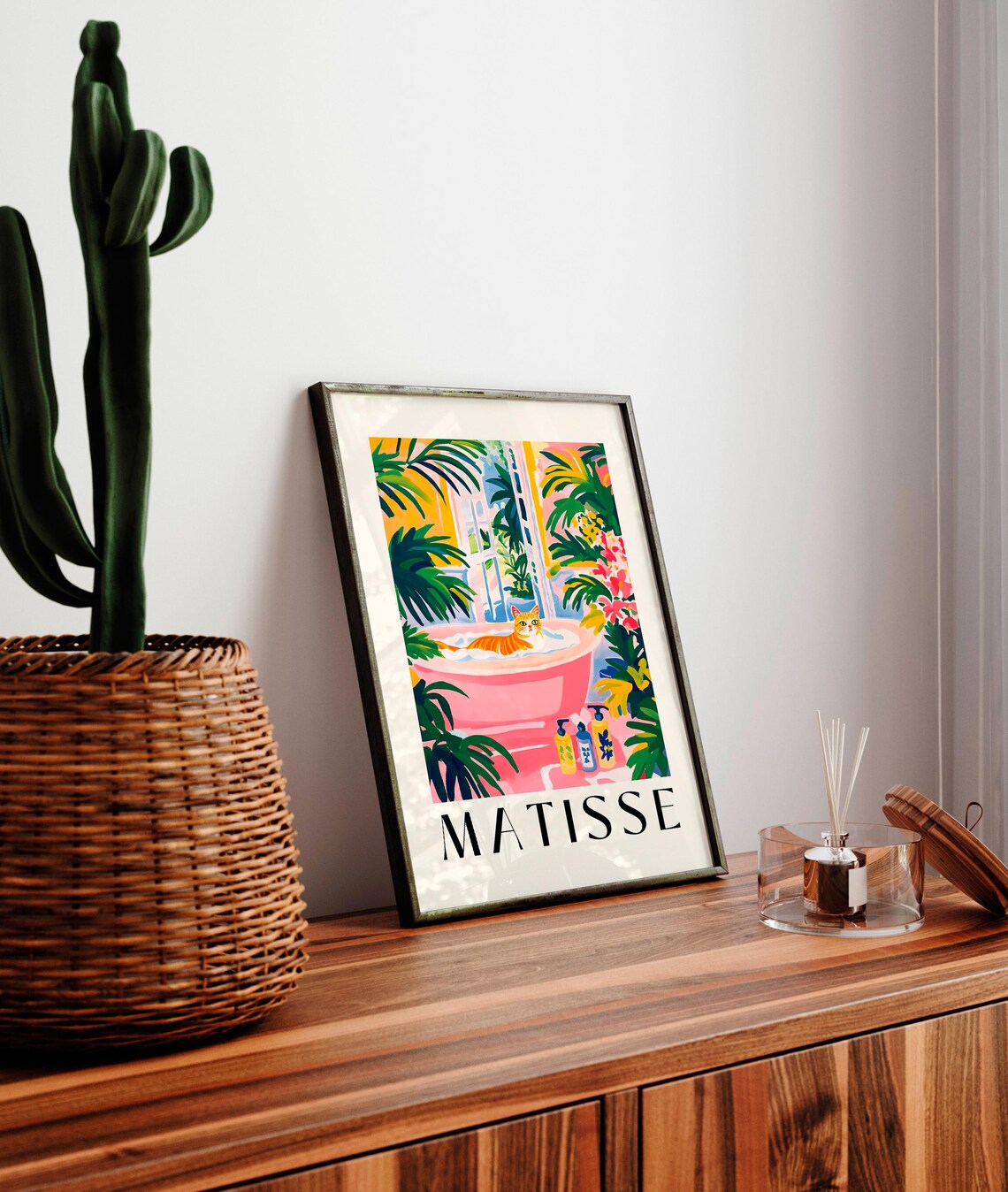 Tabby Cat In A Bathtub, Matisse-Inspired Art Print - Image 3