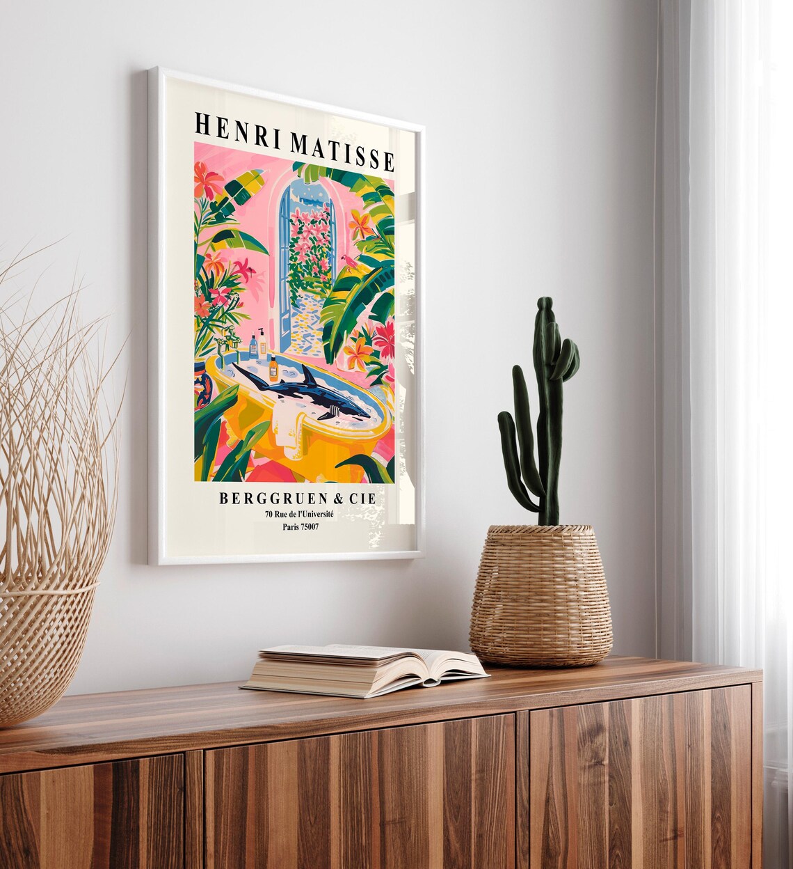 Shark In Bathtub, Matisse-Inspired Bathroom Art Print - Image 5