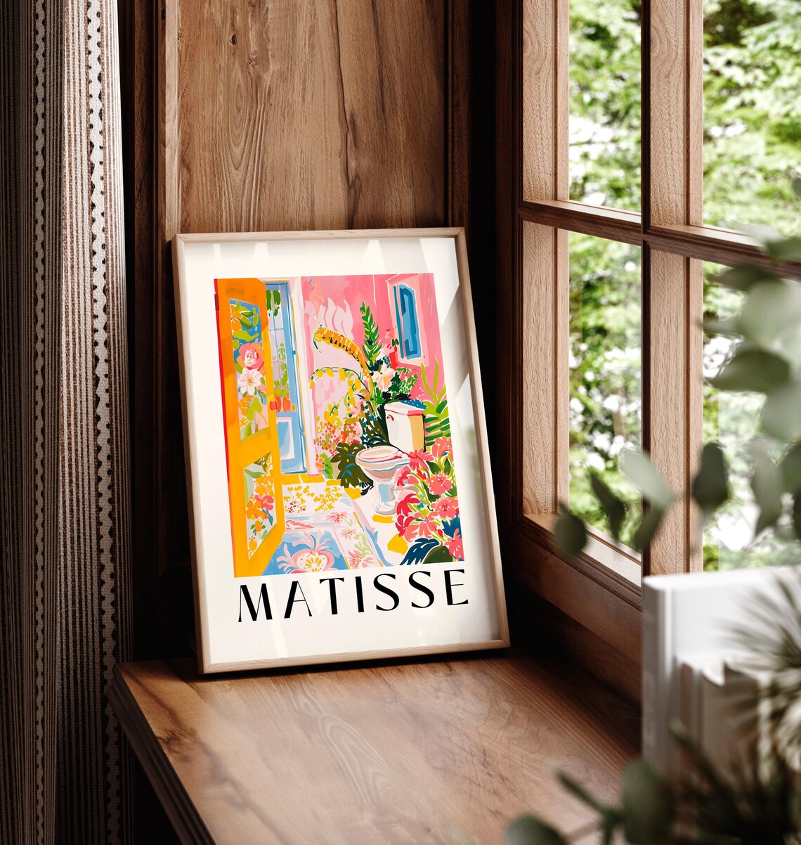 Maximalist Bathroom Tropical Toilet, Matisse Art Print - Image 5