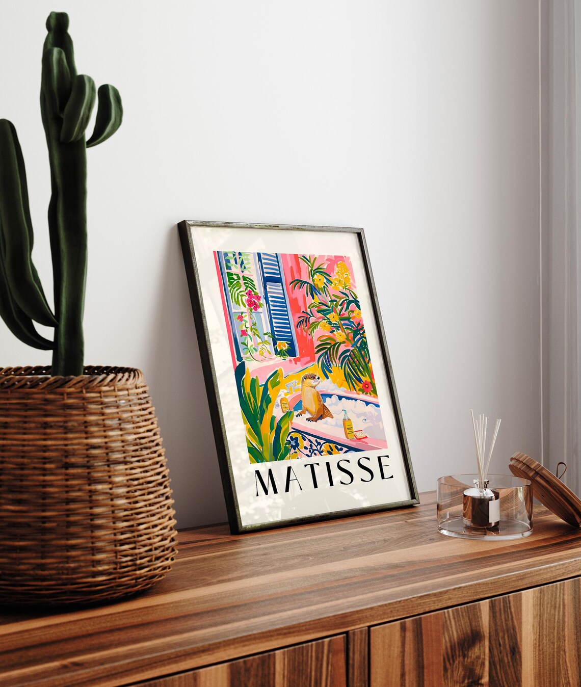 Otter in Bathtub, Matisse-Inspired Art Print - Image 4