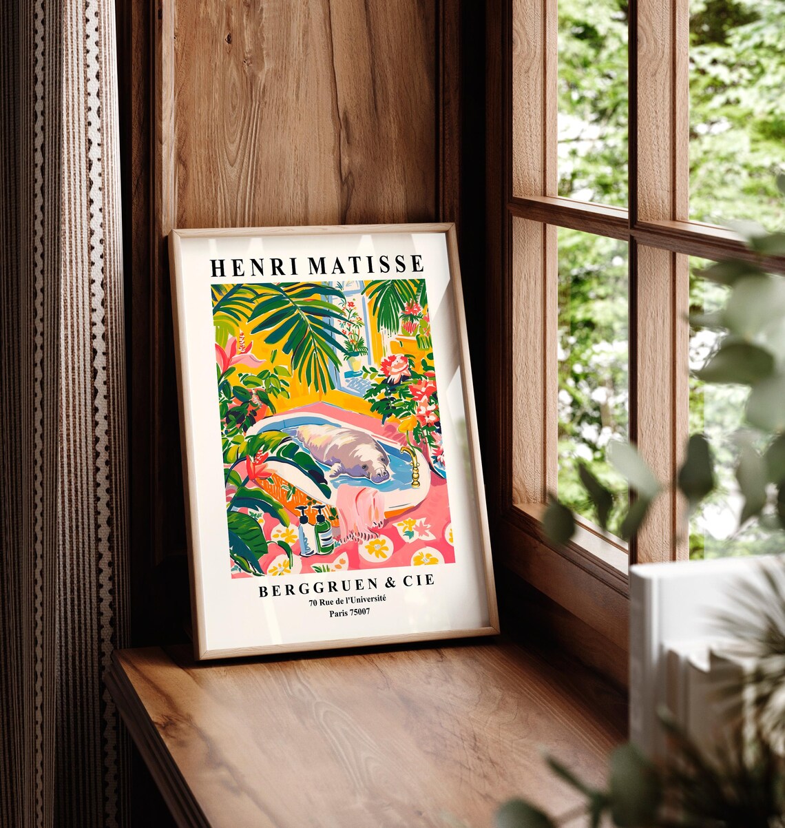 Manatee in Bathtub Art Print, Matisse-Inspired - Image 5