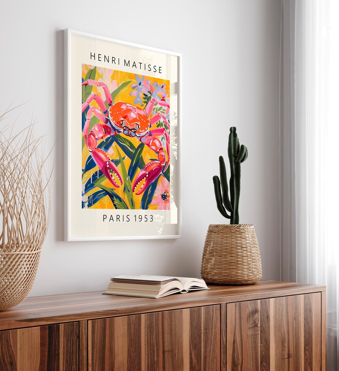 Henri Matisse Style Pink Red Crab Tropical Leaves Paris 1953 Poster - Image 5