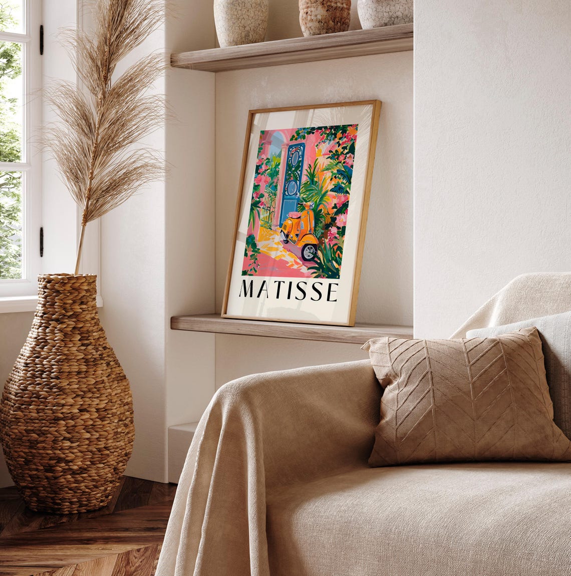 Matisse Style Yellow Vespa Scooter by Blue Door Garden Art Poster - Image 6