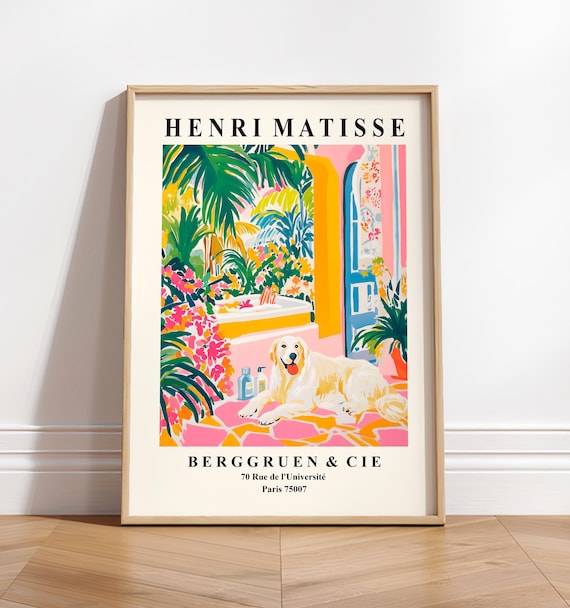 Great Pyrenees Funny Bathroom Art Print, Matisse-Inspired
