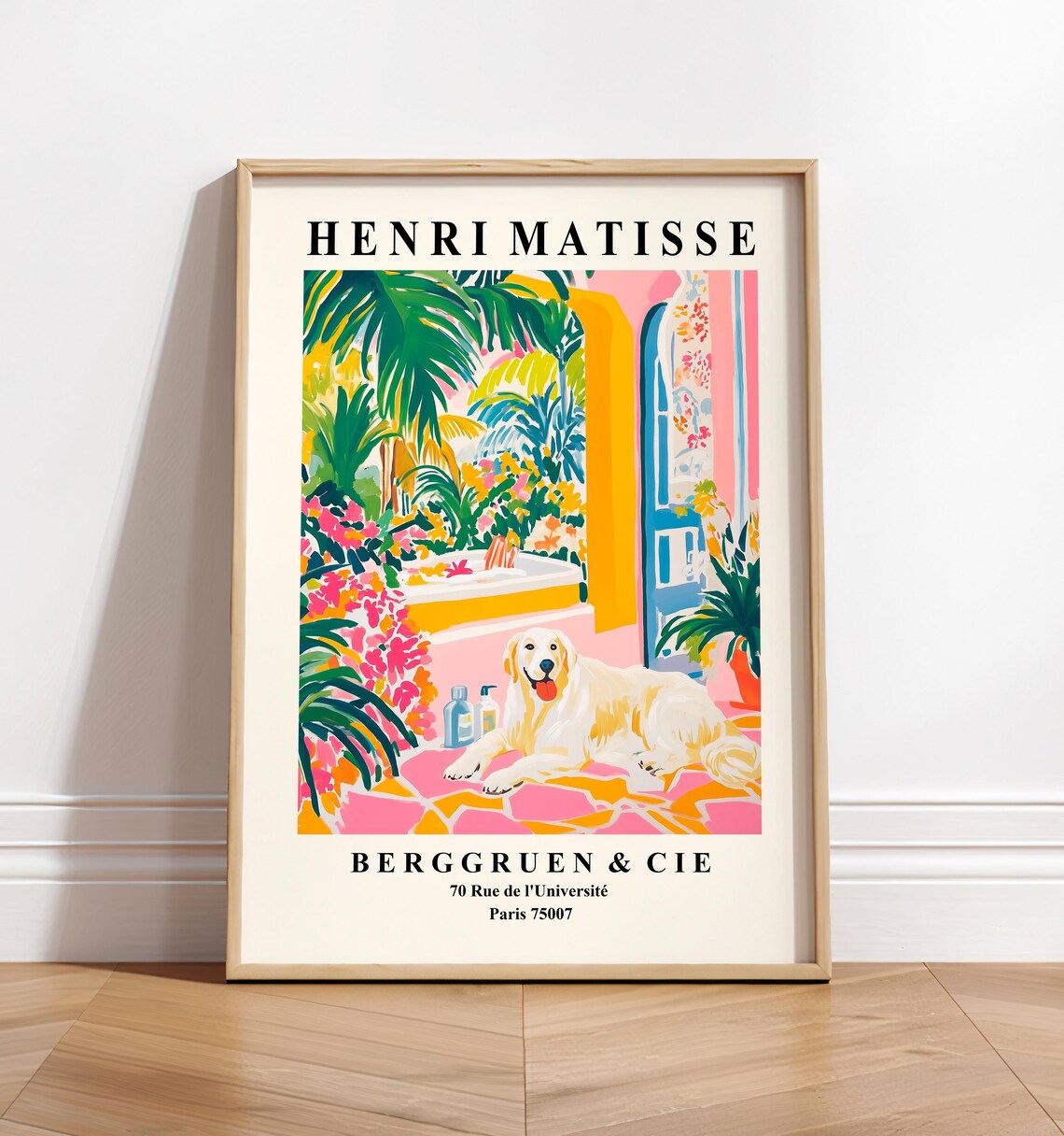 Great Pyrenees Funny Bathroom Art Print, Matisse-Inspired