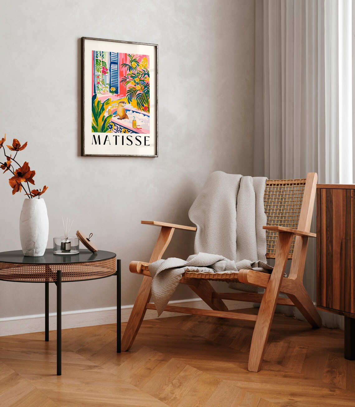 Otter in Bathtub, Matisse-Inspired Art Print - Image 3