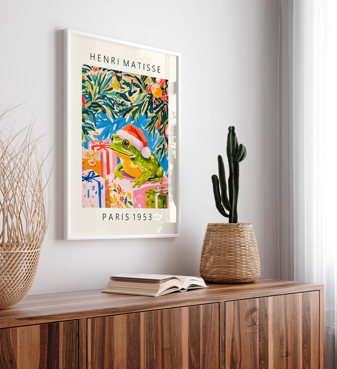 Henri Matisse Style Frog Santa Hat Christmas Paris 1953 Wall Art - Image 5