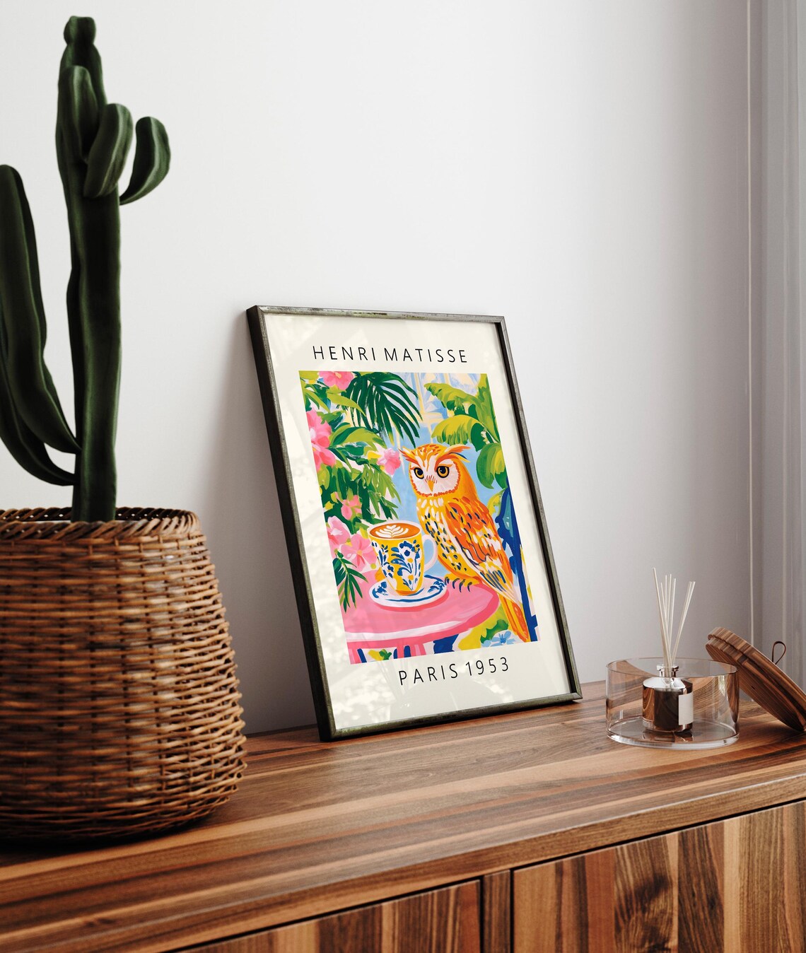 Owl Drinking Coffee Poster, Maximalist Kitchen Decor - Image 3