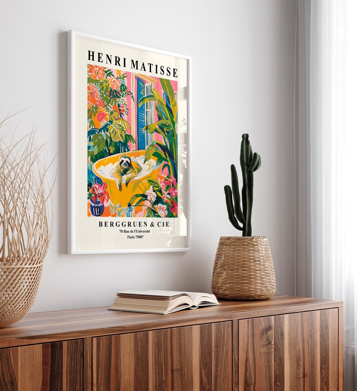 Sloth In Bathtub, Matisse-Inspired Bathroom Poster - Image 5
