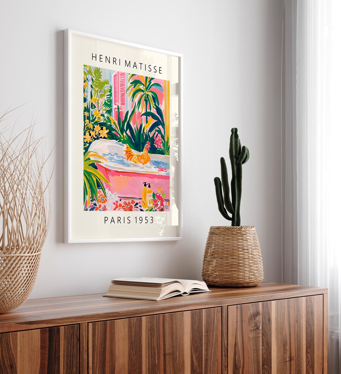 Funny Chicken Art Print, Matisse-Style Bathroom Decor - Image 4