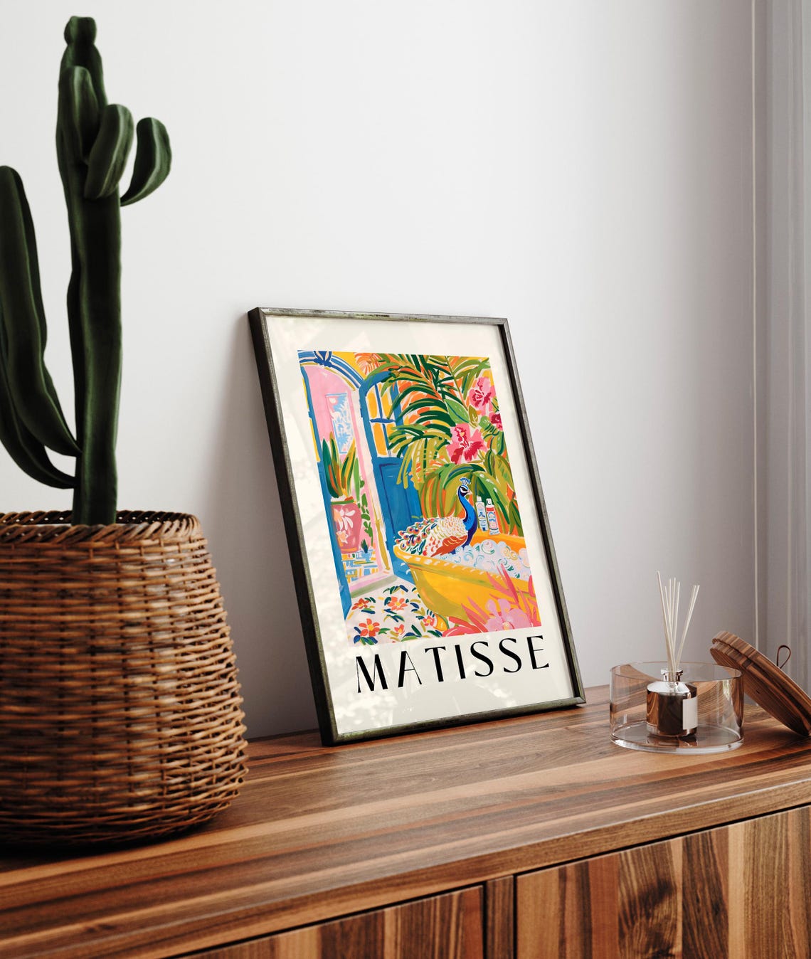 Matisse Style Peacock Bubble Bath Yellow Tropical Garden Poster - Image 3