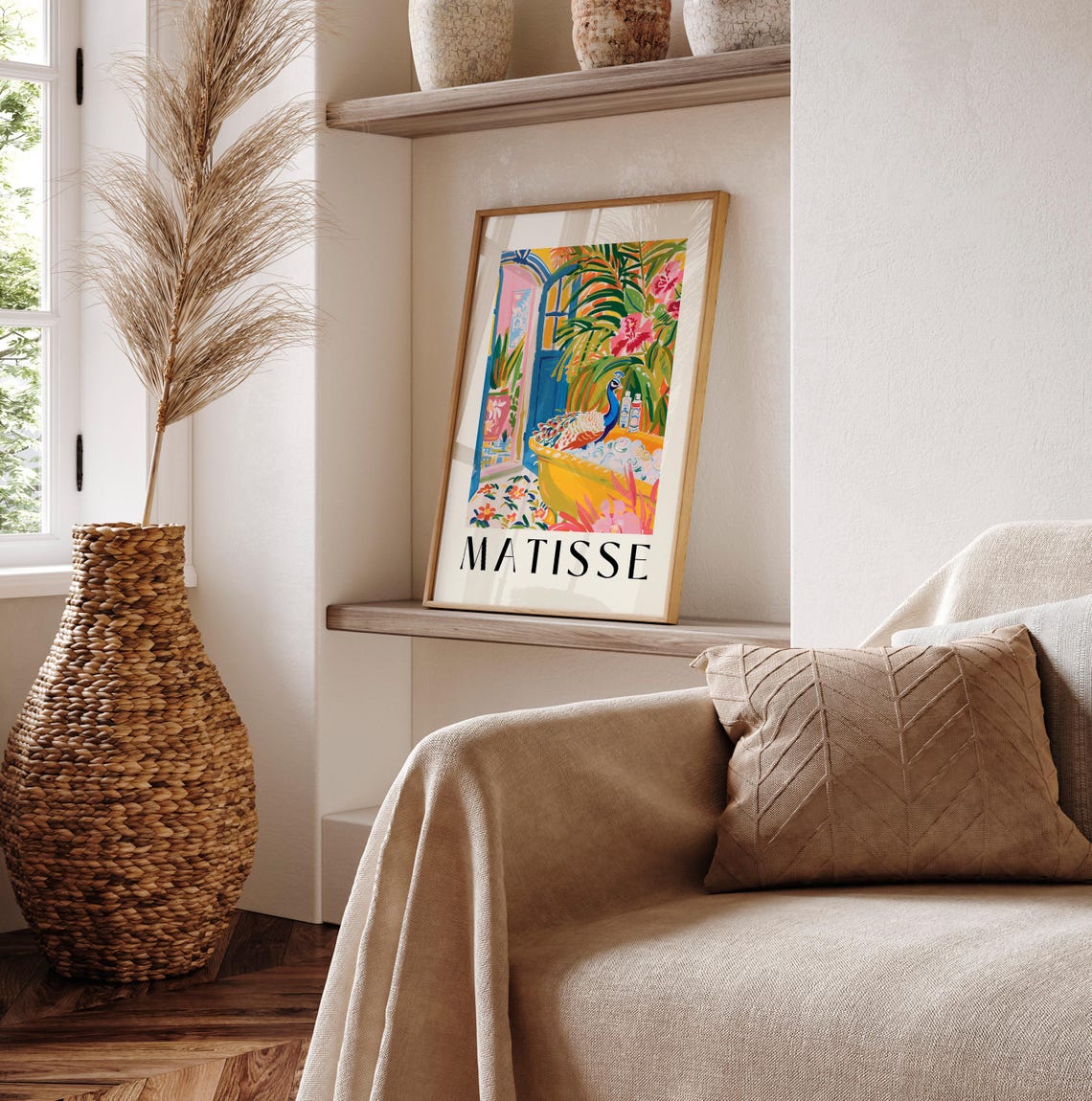 Matisse Style Peacock Bubble Bath Yellow Tropical Garden Poster - Image 6