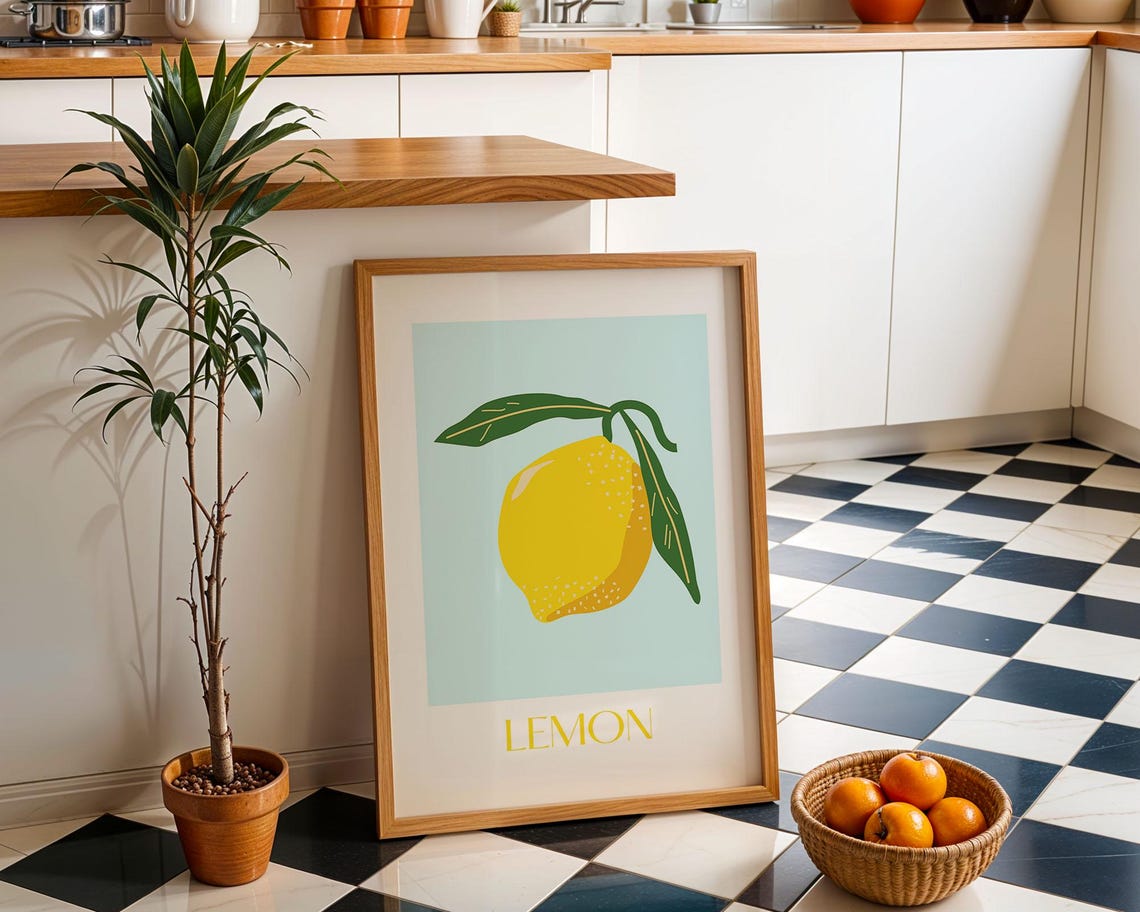 Lemon Fruit Kitchen Art Modern Colorful Citrus Decor Wall Print