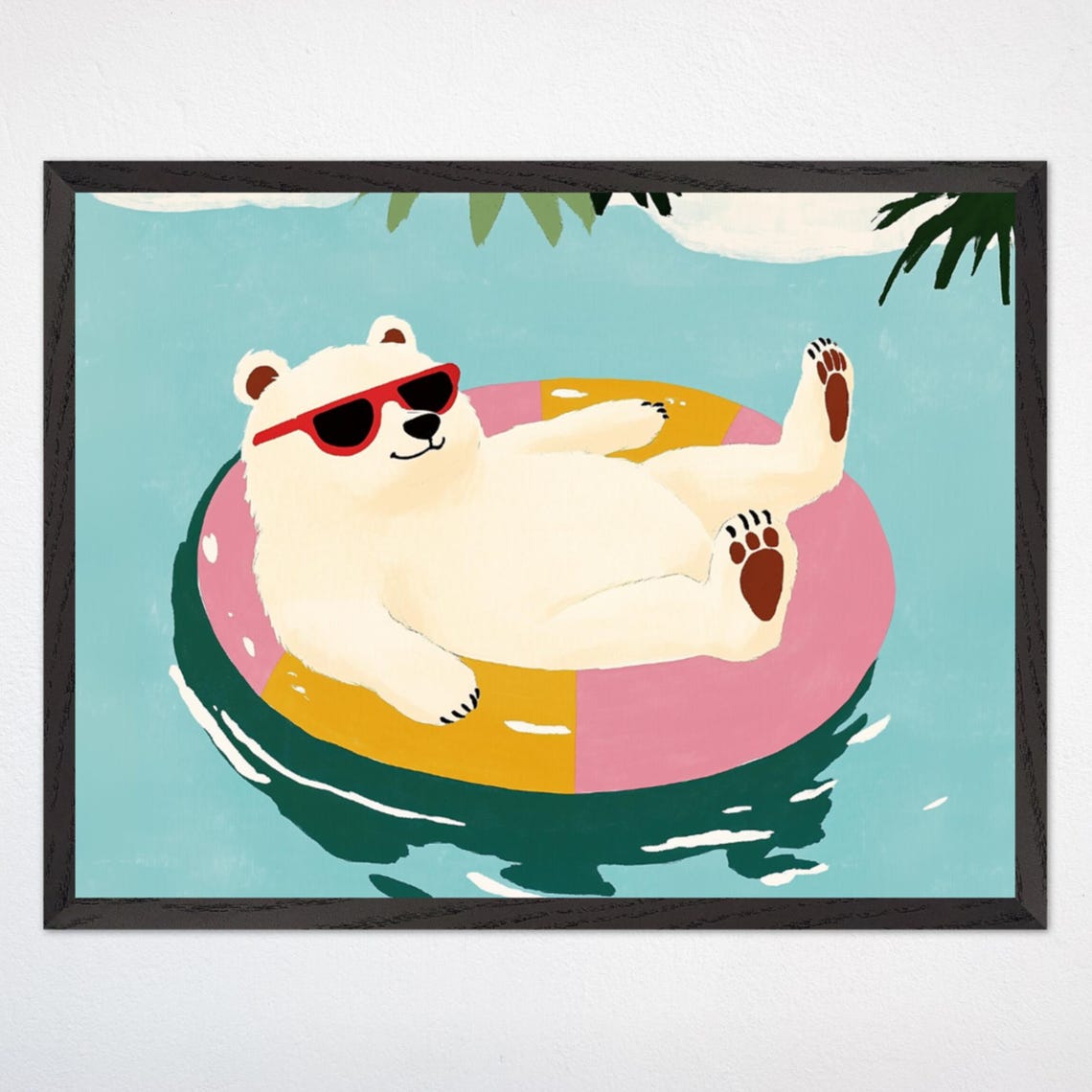 Cool Polar Bear With Sunglasses Floating on Pool Float Summer Poster