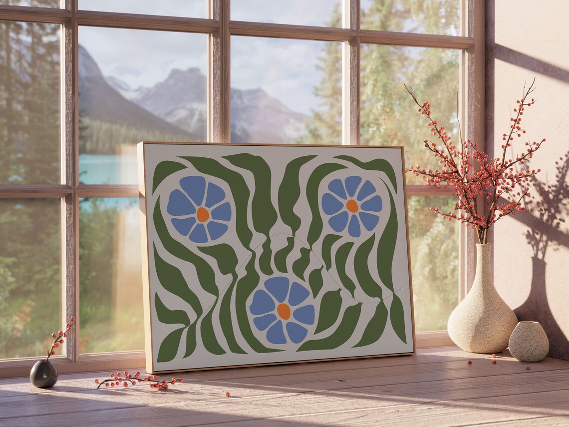 Minimalist Floral Wall Art, Boho Matisse Print - Image 2