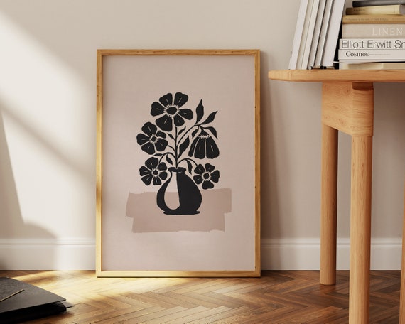 Abstract Botanical Wall Art Moody Botanical Print Neutral Botanical Wall Art Wavy Floral Wall Art Boho Wall Flower Print Matisse Print