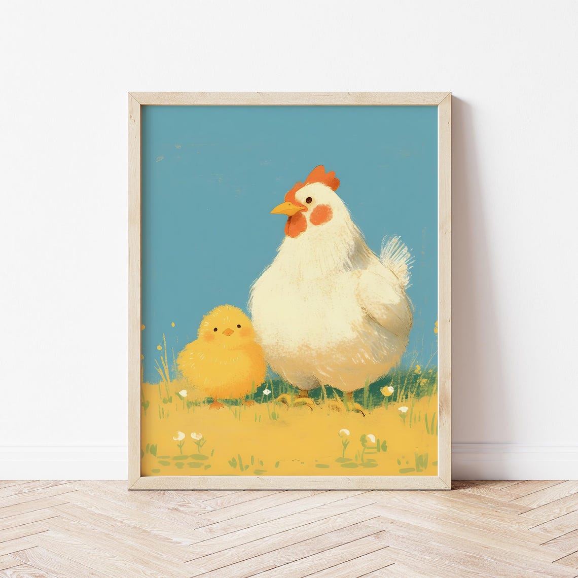 Rooster And Chick Illustration Of Chick Wall Art Of Animal Farm Print Of Birthday Gifts Of Rooster Wall Dcor Of Nursery Wall Art - Image 2