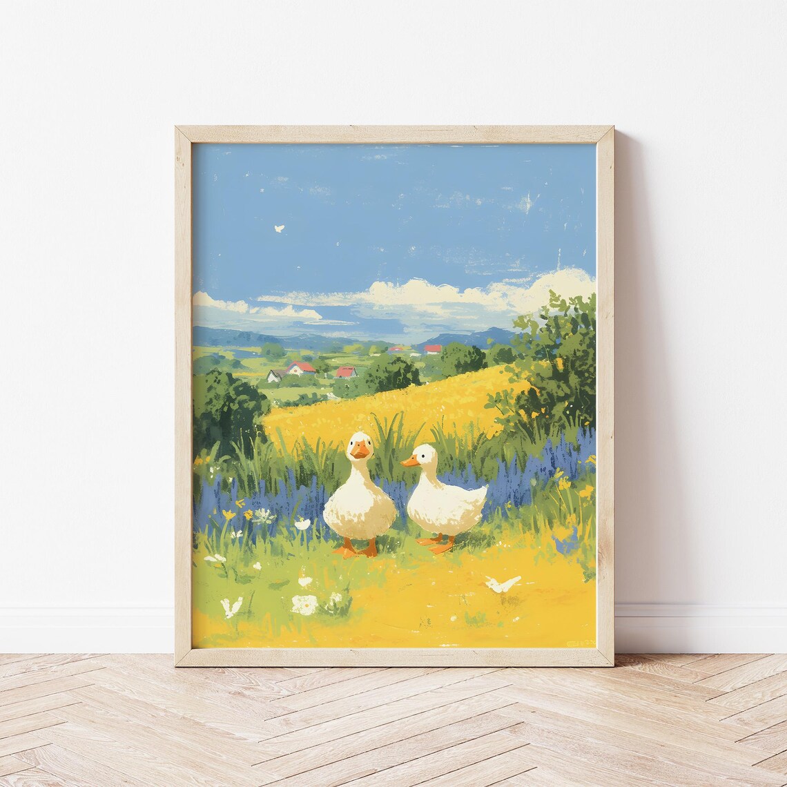 Duck Couple Illustration Nursery Art Print - Image 2